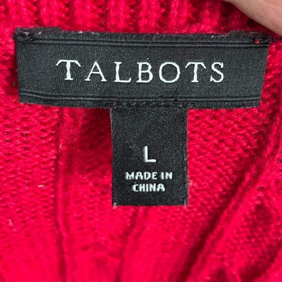 Talbots Red Cable Knit Women’s Sweater Crew Neck Size Large Cotton Blend - Picture 11 of 11